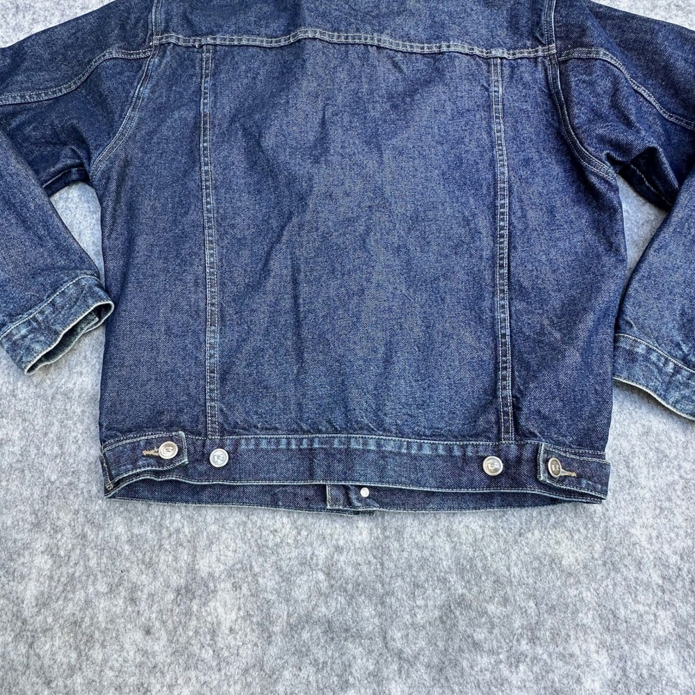R.F.S Jeans Mens Medium Dark Wash Denim Trucker Jacket Indigo Cotton - Picture 10 of 13
